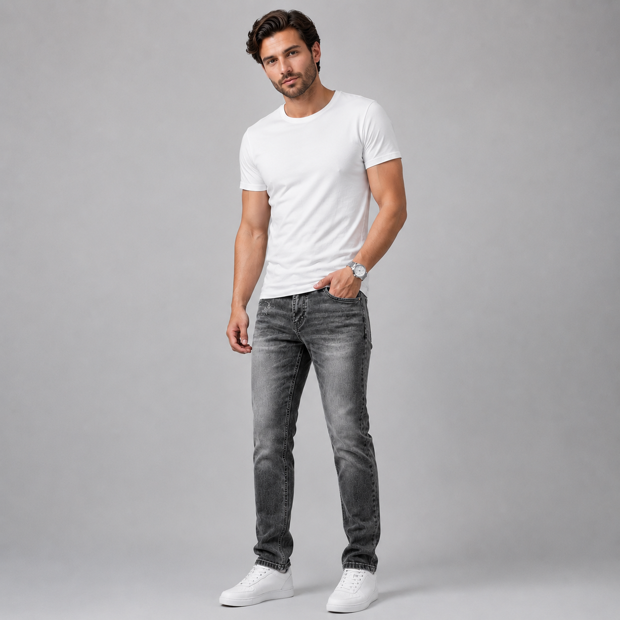LIAM SLIM-STRAIGHT JEANS GRAPHITE GREY