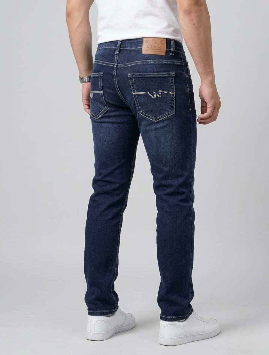 LIAM SLIM-STRAIGHT FIT WASH DARK BLUE JEANS